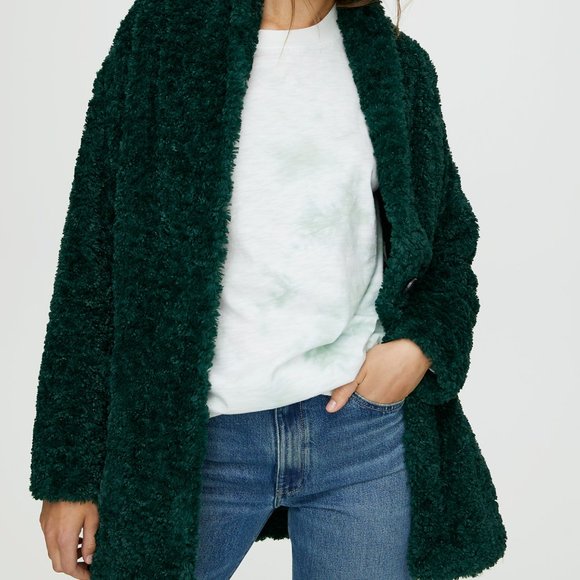 NWOT Aritzia Green Furry Teddy Jacket - Picture 2 of 13